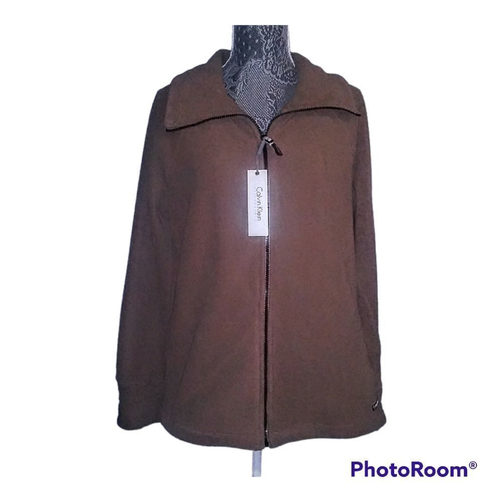 Calvin Klein Brown Zip-Front Women's Coat